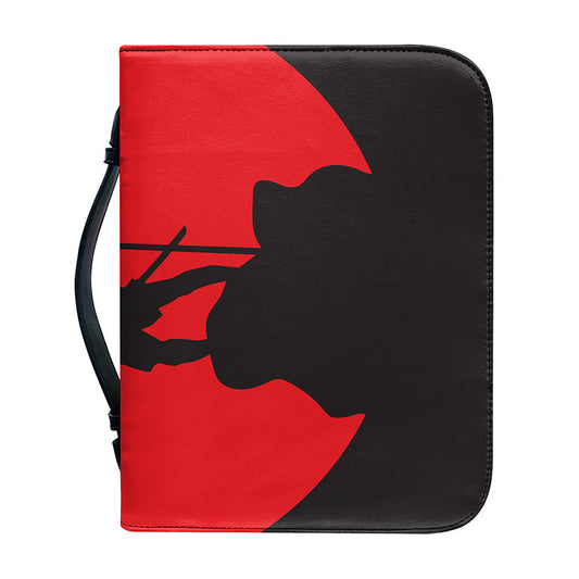Red Sun Samurai Print Leather Bible Cover