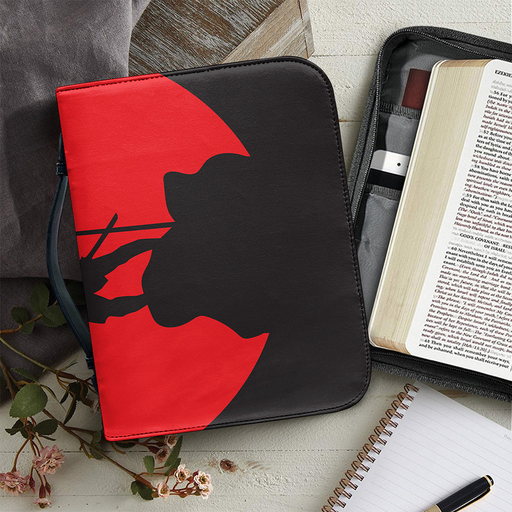 Red Sun Samurai Print Leather Bible Cover