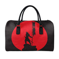 Red Sun Samurai Print Leather Duffel Bag