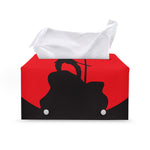 Red Sun Samurai Print Leather Tissue Box Cover