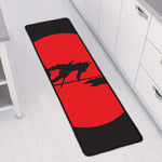 Red Sun Samurai Print Long Kitchen Mat
