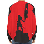 Red Sun Samurai Print Long Sleeve Baseball Jersey
