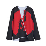 Red Sun Samurai Print Long Sleeve Short Coat