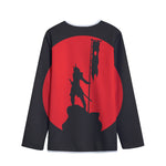Red Sun Samurai Print Long Sleeve Short Coat