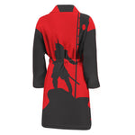 Red Sun Samurai Print Men's Bathrobe