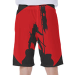 Red Sun Samurai Print Men's Beach Shorts