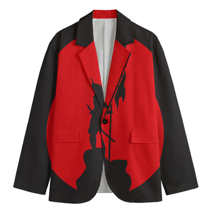 Red Sun Samurai Print Men's Blazer