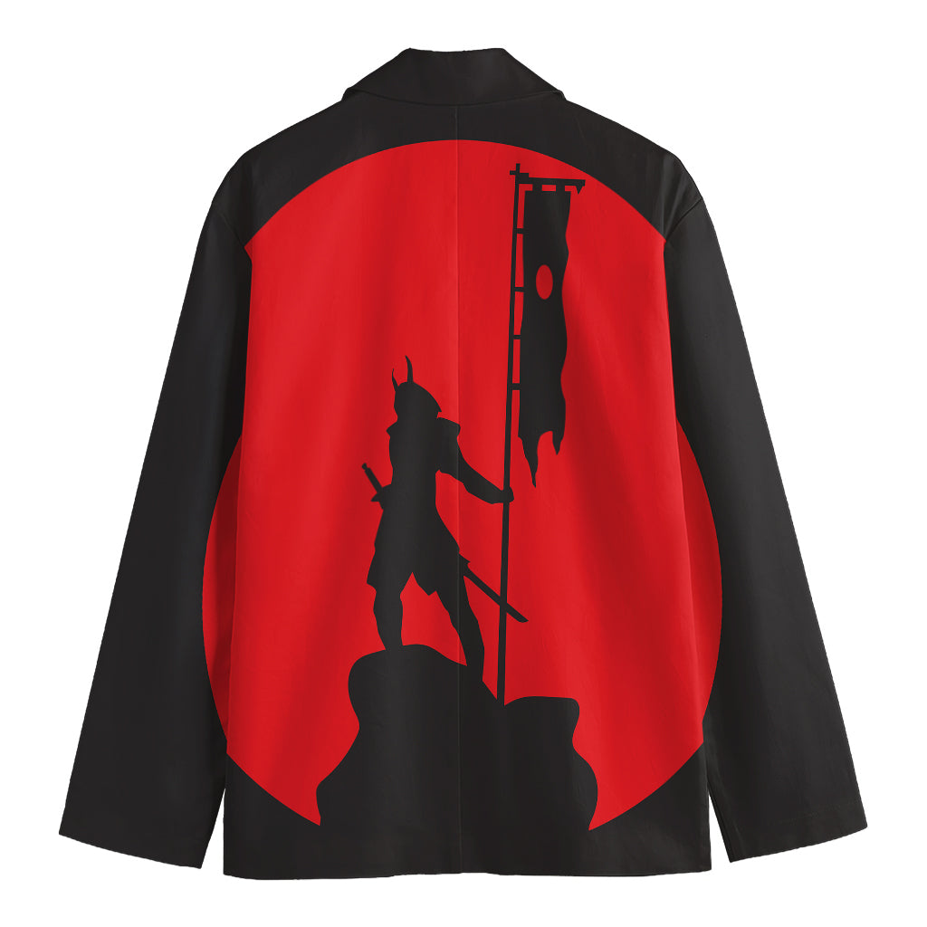Red Sun Samurai Print Men's Blazer