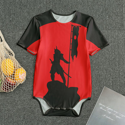 Red Sun Samurai Print Men's Bodysuit