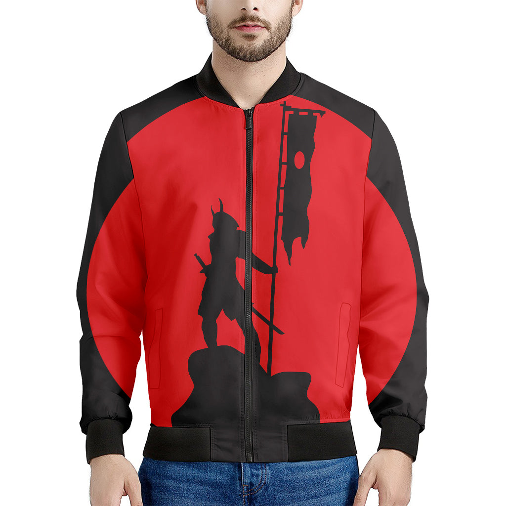 Red Sun Samurai Print Men's Bomber Jacket