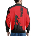 Red Sun Samurai Print Men's Bomber Jacket