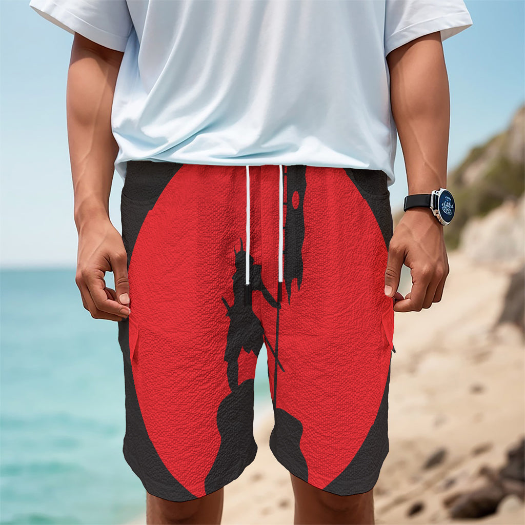 Red Sun Samurai Print Men's Cargo Shorts