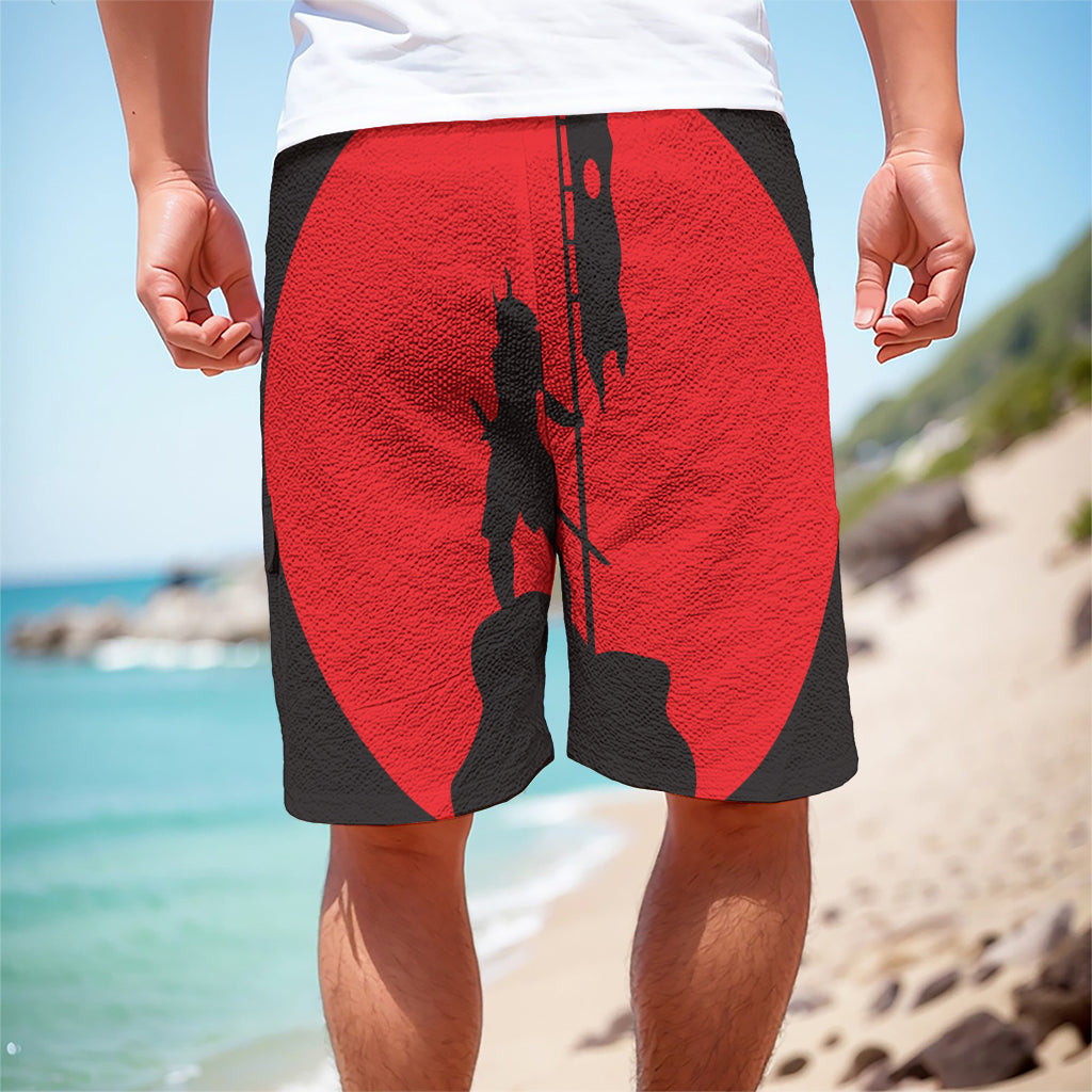 Red Sun Samurai Print Men's Cargo Shorts