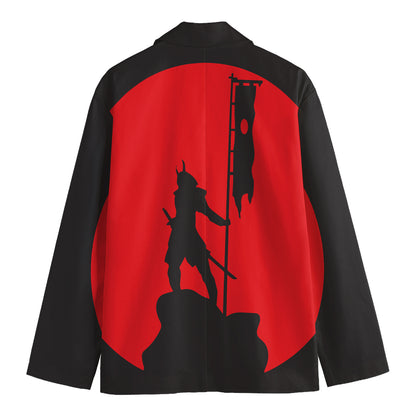 Red Sun Samurai Print Men's Cotton Blazer