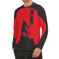 Red Sun Samurai Print Men's Long Sleeve Rash Guard