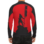 Red Sun Samurai Print Men's Long Sleeve Rash Guard