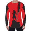 Red Sun Samurai Print Men's Long Sleeve T-Shirt