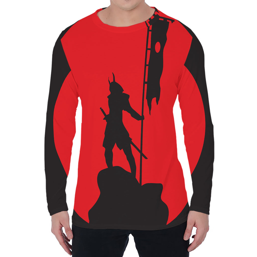 Red Sun Samurai Print Men's Long Sleeve T-Shirt