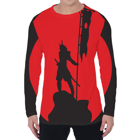 Red Sun Samurai Print Men's Long Sleeve T-Shirt