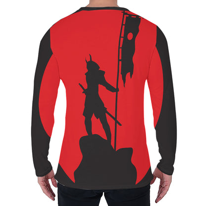 Red Sun Samurai Print Men's Long Sleeve T-Shirt