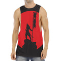 Red Sun Samurai Print Men's Muscle Tank Top