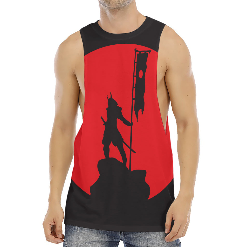 Red Sun Samurai Print Men's Muscle Tank Top