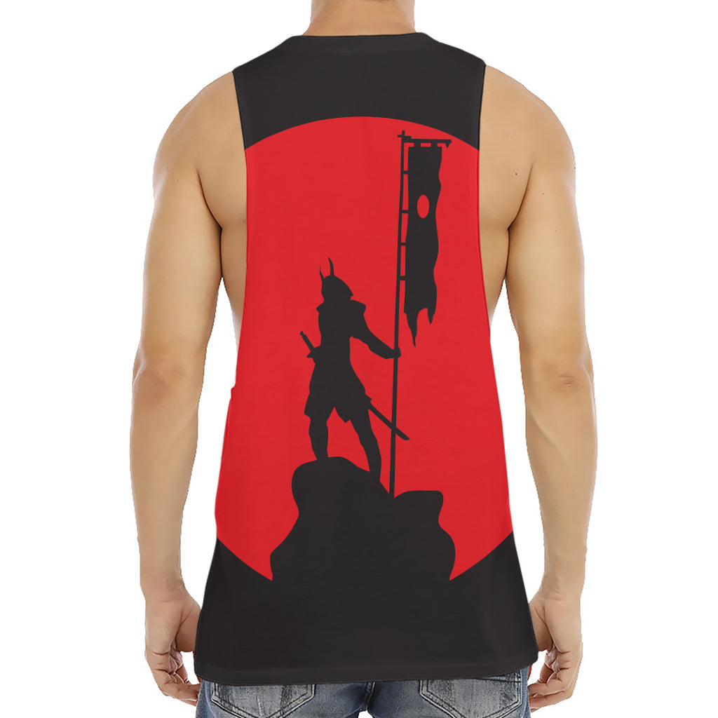 Red Sun Samurai Print Men's Muscle Tank Top