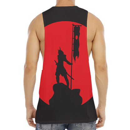 Red Sun Samurai Print Men's Muscle Tank Top