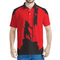 Red Sun Samurai Print Men's Polo Shirt