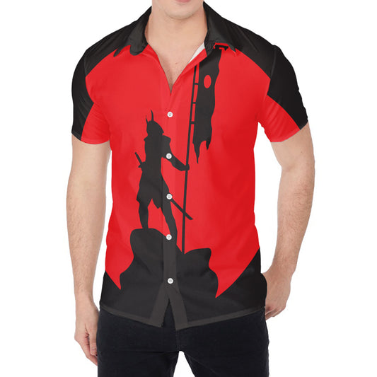 Red Sun Samurai Print Men's Shirt