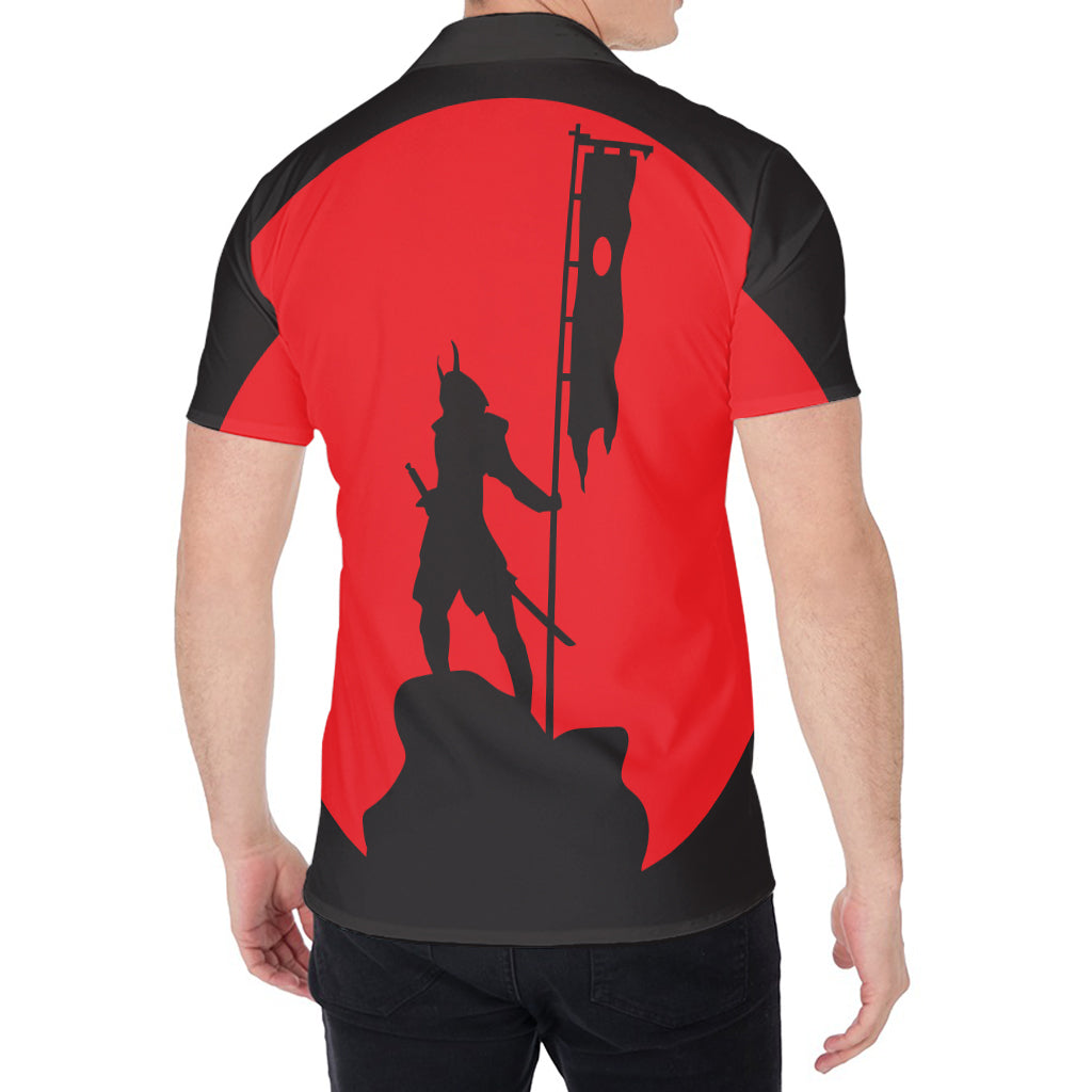 Red Sun Samurai Print Men's Shirt
