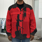 Red Sun Samurai Print Men's Shirt Jacket