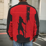 Red Sun Samurai Print Men's Shirt Jacket