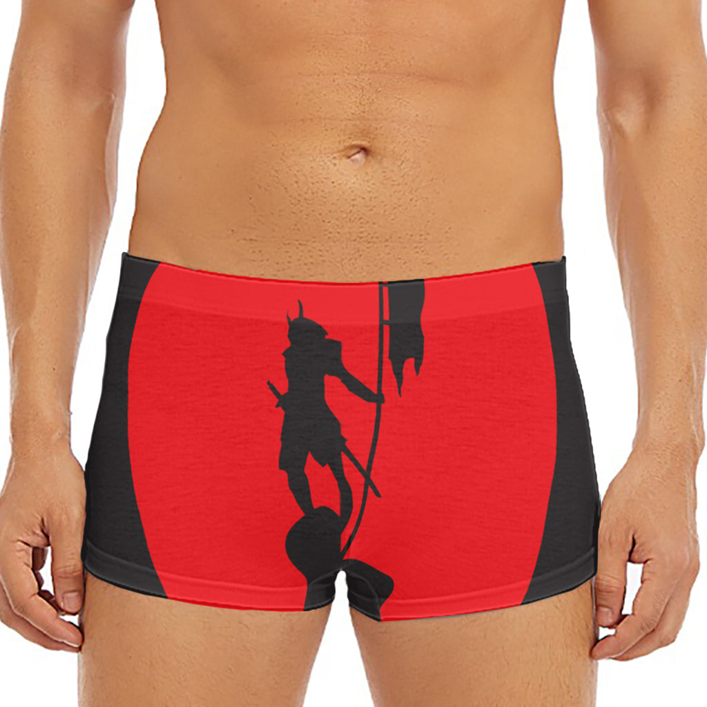 Red Sun Samurai Print Men's Short Boxer Briefs