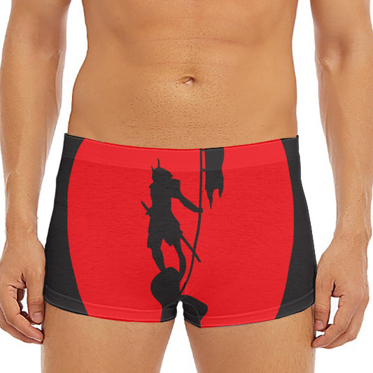 Red Sun Samurai Print Men's Short Boxer Briefs