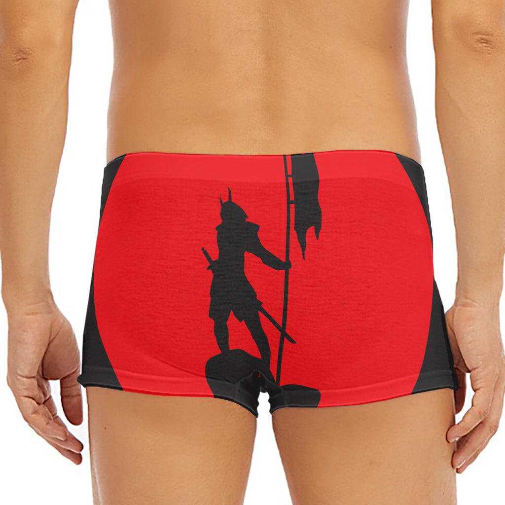 Red Sun Samurai Print Men's Short Boxer Briefs