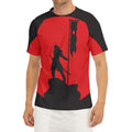 Red Sun Samurai Print Men's Short Sleeve Rash Guard