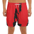Red Sun Samurai Print Men's Split Running Shorts