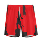 Red Sun Samurai Print Men's Sports Shorts