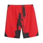 Red Sun Samurai Print Men's Sports Shorts