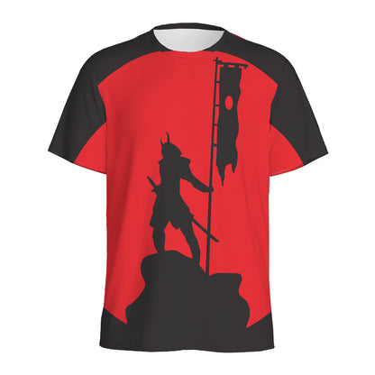 Red Sun Samurai Print Men's Sports T-Shirt