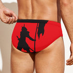 Red Sun Samurai Print Men's Swim Briefs