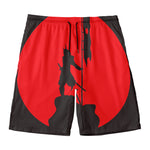 Red Sun Samurai Print Men's Swim Trunks