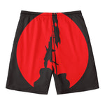 Red Sun Samurai Print Men's Swim Trunks
