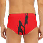 Red Sun Samurai Print Men's Triangle Swim Briefs