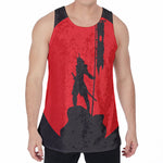 Red Sun Samurai Print Men's Velvet Tank Top