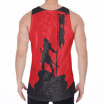 Red Sun Samurai Print Men's Velvet Tank Top