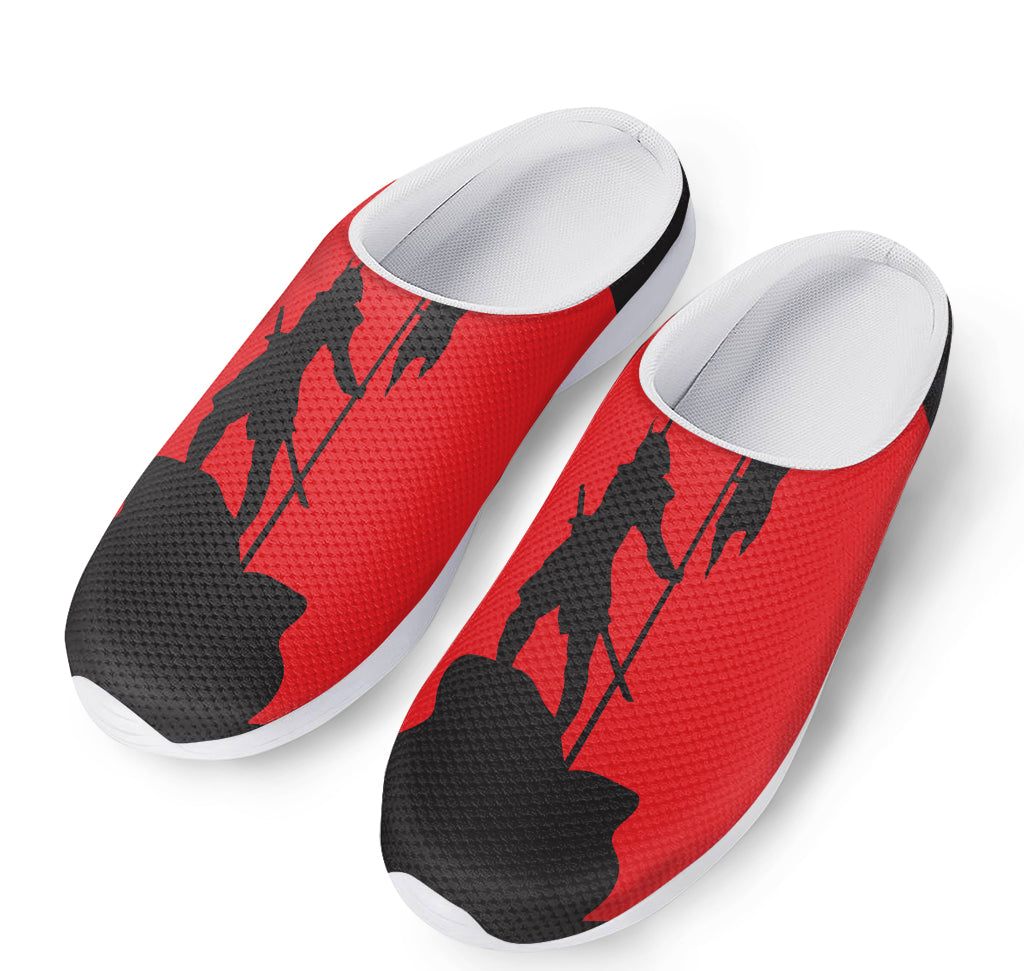 Red Sun Samurai Print Mesh Casual Shoes