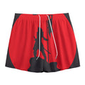 Red Sun Samurai Print Mesh Shorts