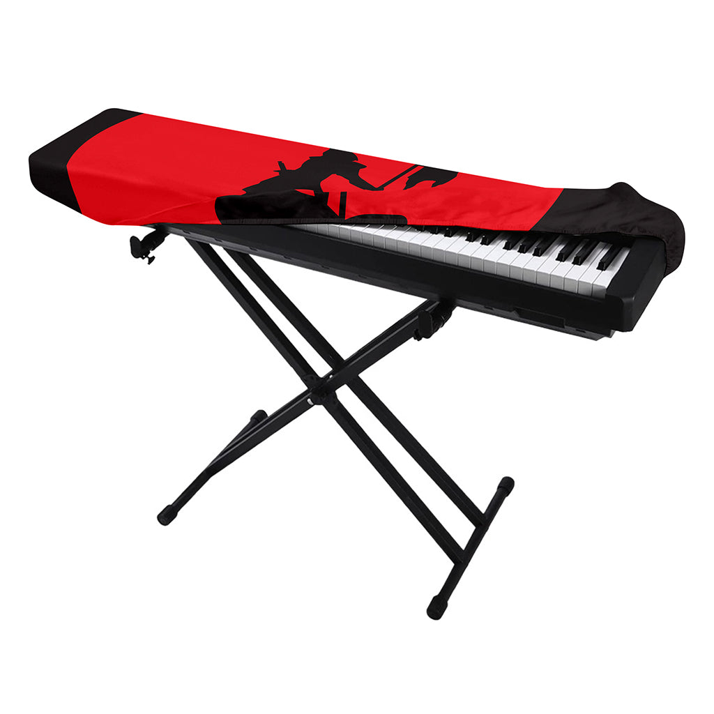 Red Sun Samurai Print Piano Keyboard Cover